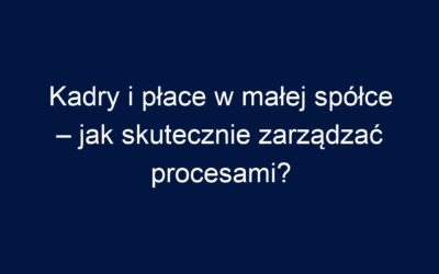 Kadry i płace w małej spółce – jak skutecznie zarządzać procesami?